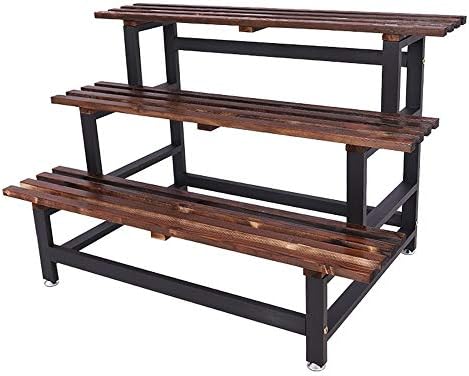YIJIAHUI Plant Stand Shelf 3 Tier Metal Flower Stand Ladder Plant Stand Pot Display Shelf Garden Outdoor (Color : Black, Size : 100 * 65 * 60cm)