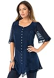Roamans Women's Plus Size The Acid Wash Blouse
