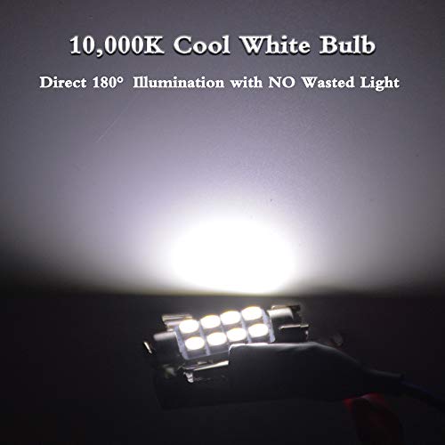 LEDKINGDOMUS 20pcs 42mm 8SMD Festoon 10000K LED Interior Map Dome Lights Bulbs 211-2 578 (Cool White) - Thumbnail 4