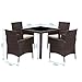 Wisteria Lane Outdoor Patio Dining Table Set, 5 Piece Glassed Dining Table Chairs Sectional Furniture Conversation Set Cushioned Garden Lawn Bar Furniture,Brown