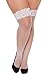 Seven Til Midnight Women's Plus-Size Fishnet Thigh High With Lace Top Stocking, White, Queen Size