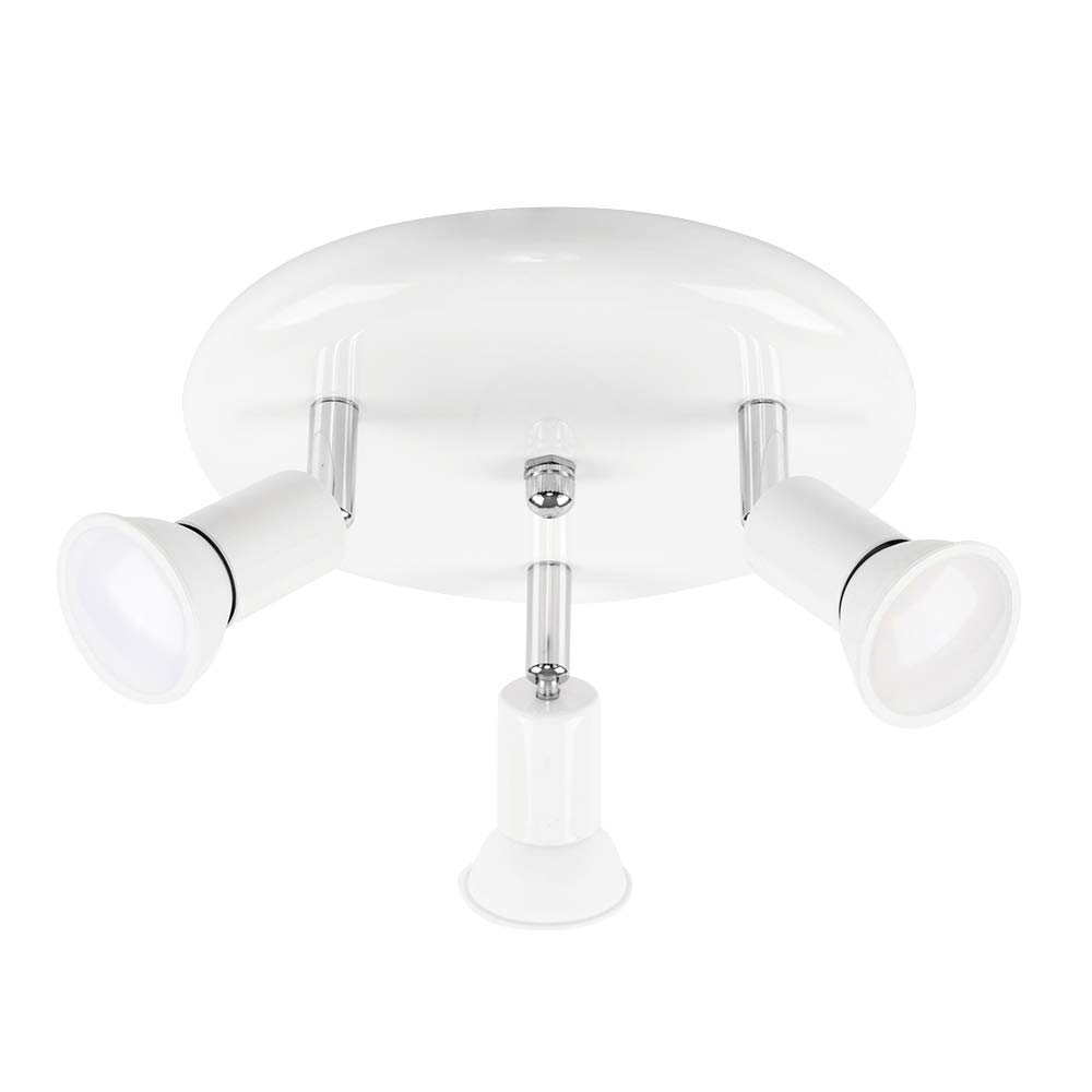 MiniSun | Modern Gloss White and Chrome 3 Way GU10 Ceiling Spotlight | Ceiling Spots, Home Décor & Improvement Essential | Mains Wired