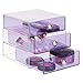 iDesign 3 Drawer Storage Organizer for Cosmetics, Makeup, Beauty Products and Office Supplies, Purple