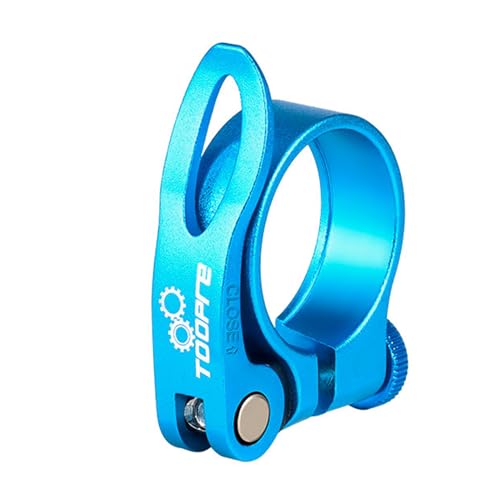 Bicycle Seat Clamp SeatPost Clamp with Quick Release Lever for Mountain Bike (MTB) or Road 31.8MM 34.9MM (Blue 34.9MM)