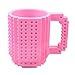 Brick Mugs Fubarbar 12 oz Coffee Cups Funny Tea Mug Beverage Cup Built-on Building Bricks enjoy Creative Time (pink)