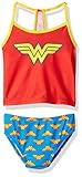 Warner Bros. Big Girls' Wonder Woman Costume Swimsuit, Candy, 5/6