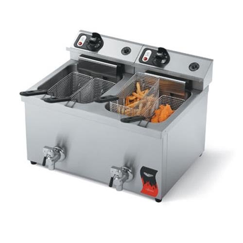 Click Here to See More Images Vollrath (40710) 15 Lb. Medium-Duty Electric Split-Pot Countertop Fryer - Cayenne Seri