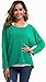 UGET Womens Oversized Baggy Tops Off Shoulder Loose Fitting Long Batwing Sleeve Pullover Casual Winter Blouse T-Shirt Sweater Large Blue Green
