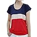 VOBAGA® Women's Loose Casual Stripe Color Collision T-Shirt Tops Blouse Red M