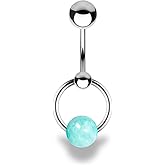 TOOLSSIDE VCH Piercing Jewelry with Amazonite Stone Stainless Steel Belly Button Ring Navel Piercing Jewelry Belly Rings for Women 14G Belly Button Piercing