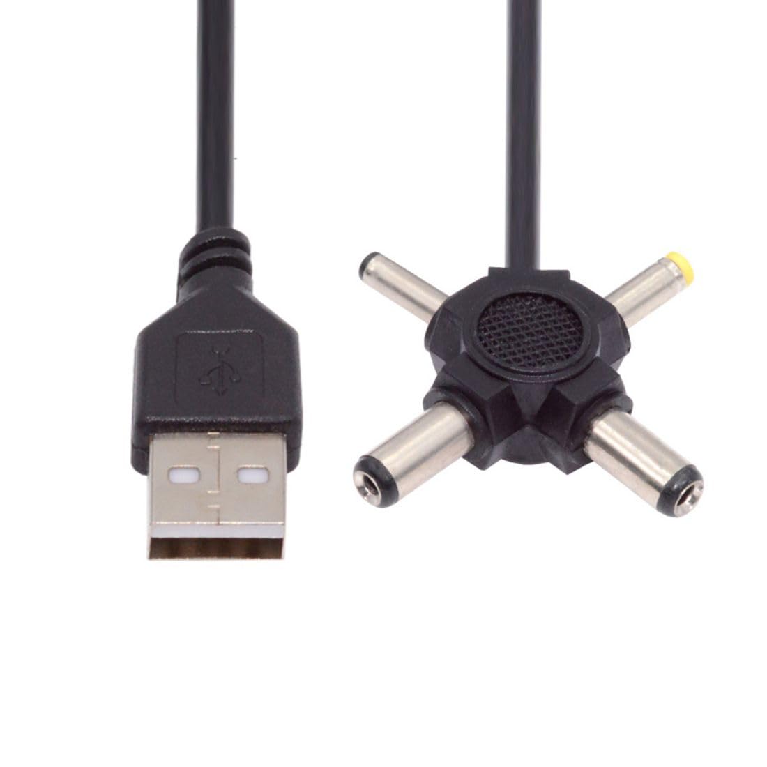 Photo 1 of chenyang 4 in 1 DC 5V 5.5x2.5mm 5.5x2.1mm 4.0x1.7mm 3.5x1.3mm to USB 2.0 Power Plug Barrel Connector Charge Cable 1.5M