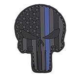 5ive Star Gear LE Thin Blue Line Punisher Skull PVC Morale Patch, 1.75
