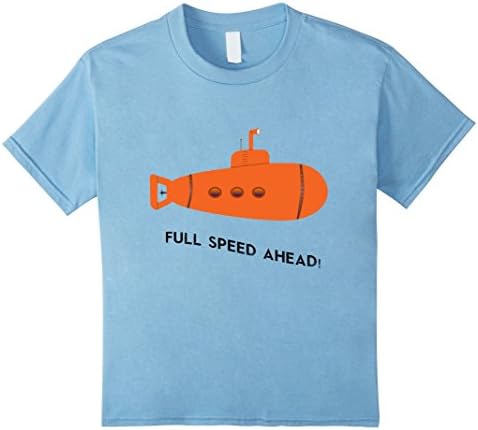 Kids Full Speed Ahead Submarine Ocean Sea T-shirt Boys Girls 6 Baby Blue