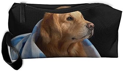 Jewelry Pouch For Women Cosmetic Case Zipper Golden Retriever On Bed Travelling