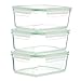 Kinetic GoGREEN Glassworks Series 6-Piece Rectangular Oven Safe Glass Food Storage Container Set, 54-Ounce Each (3 Containers and 3 Lids)