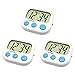 3 Pack Digital Kitchen Timer Magnetic Back Big LCD Display Loud Alarm Minute Second Count Up Countdown With ON/OFF Switch For Kitchen, Homework, Exercise, Game(3 White)