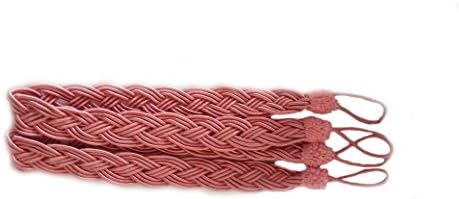 2 Pieces Fine Hand Tied Curtain Clip, Buckle Holdback Fabric Drapery Tassels Curtain Tiebacks / Tassel Window Curtain TieBacks Knitted Braided Curtain Cord Rope Buckle (Pure pink)