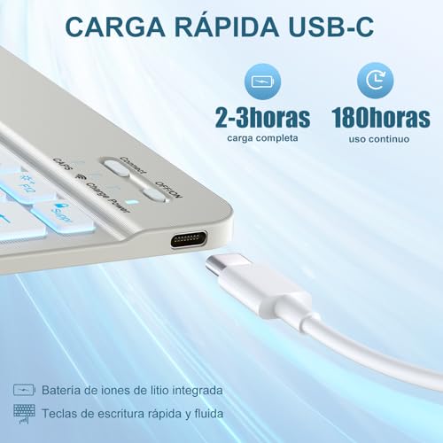 Vobafe Keyboard Case for iPad Air 11 Inch M4 M3 M2 (2026/2025/2024), Keyboard for iPad Air 5 4 Generation 2022/2020, QWERTY Spanish Ñ, Magnetic Backlight Bluetooth Keyboard, Light Grey