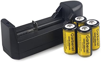 JiSell Pack of 4 16340 Rechargeable Batteries CR123A 1800mAh Li-ion Battery + Charger for LED Flashlight