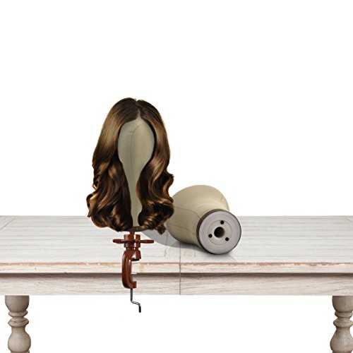 Wig Clamp - Swiveling Wig Head Styling Clamp with Adjustable Rotator - For Salon & Home Use - Brown - by Adolfo Design