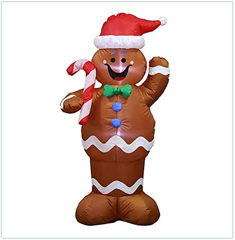 DeeCozy Christmas Inflatable Gingerbread Man, LED Lighted Gingerbread Man with Candy Cane for Indoor Outdoor Yard Garden Christmas Decoration