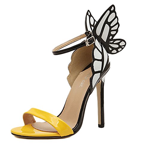 King Ma Women's Summer Butterfly Stiletto High Heel Sandals 7.5 M US