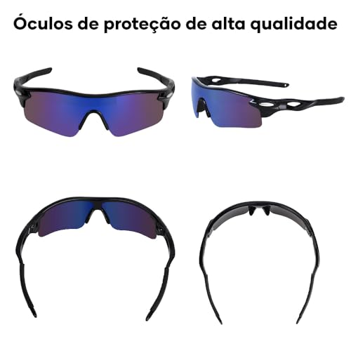 Trailabo Óculos de Sol Esportivos, Óculos de Ciclismo, Proteção UV, com Lentes Âmbar e Cinza, Polarizadas, Adequadas para Ciclismo, Corrida e Atividades ao Ar Livre