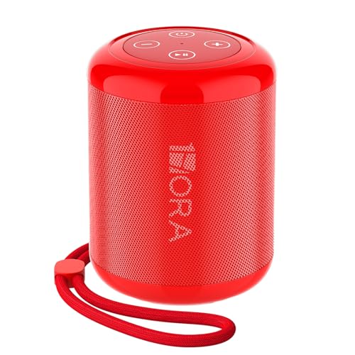1 Hora Bocina Bluetooth Portátil 5W, Mini Bocina Inalámbrica con USB-C, Radio FM, TWS, USB/TF/AUX, Manos Libres, Batería 1500mAh, Bocina Pequeña para Viaje, Oficina y Casa, Rojo
