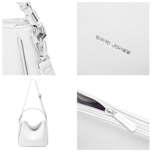David Jones - Women Handbag - PU Leather Shoulder Bag Medium Size Long Handle Fashion Classic Practical Elegant White Elegant