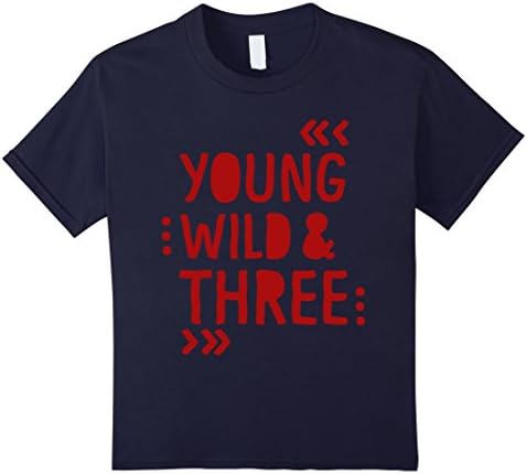 unisex-child Kids 3rd Birthday Shirt YOUNG WILD AND THREE 4 Navy