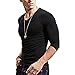XSHANG Men's Long Sleeves Athletic Muscle Cotton T Shirt Soft Stretchy V Neck/Crew Neck Undershirts V Black