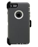 WallSkiN Turtle Series Cases for iPhone 6 Plus/iPhone 6S Plus (Only) Full Body Protection with Kickstand & Holster - Passion (Grey/White)