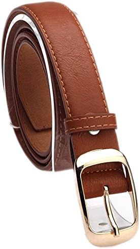 Lantusi Women's Solid Color Basic Faux Leather Belts With Metal Buckle