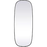 Elegant Decor Brynn 24x60 Oval Modern Metal Wall-Mounted Mirror in Black