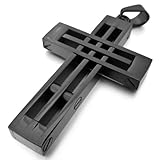 INBLUE Men's Stainless Steel Pendant Necklace Silver Tone Black Cross Hollow Openwork -with 23 inch Chain