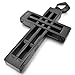 INBLUE Men's Stainless Steel Pendant Necklace Silver Tone Black Cross Hollow Openwork -With 23 Inch Chain