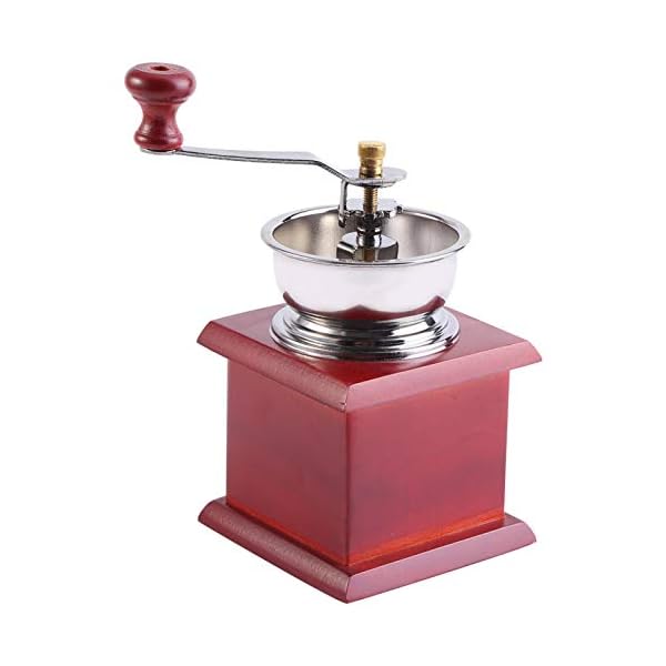 Retro manuelle Kaffeemühle, EVTSCAN Antike hölzerne Handkurbel-Kaffeemühle mit Mahlstufe und Auffangschublade, tragbare… – Bild 8
