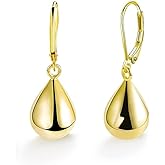 925 Sterling Silver Teardrop Leverback Dangle Earrings for Women Waterdrop Tear Drop Dangle Earrings Fashion Hypoallergenic Jewelry Gifts (Golden)