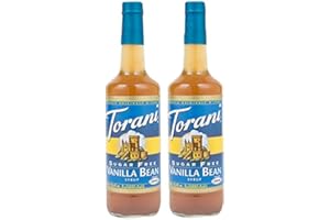 Torani Sugar-Free Vanilla Bean Flavour Syrup, 750ml bottle, 2 Pack, Golden brown[packing may vary]