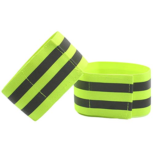 YUNYILAN Reflective Band for Wrist, Arm, Ankle, Leg. High Visibility Reflective Running Gear for Men and Women for Night Running Cycling Walking Bicycle. Safety Reflector Tape Straps (2 Pack)
