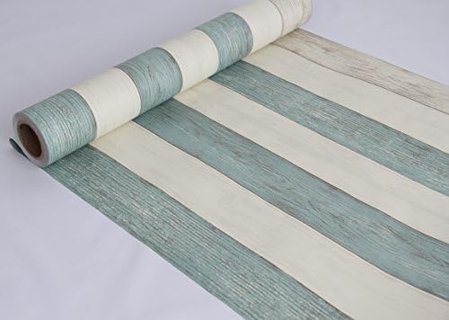 23.6" x 16 feet 3D textured Mediterranean style faux wood panel pattern peel &amp; stick wallpaper W2 green ivory beige brown self-adhesive contact paper viny film.