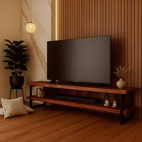 CASA FERRO Mueble para TV Escandinavo de Madera de Parota hasta 85". Ideal para Centro de Entretenimiento, Recámara o Sala. Hecho en México. (Parota 2.00 m)