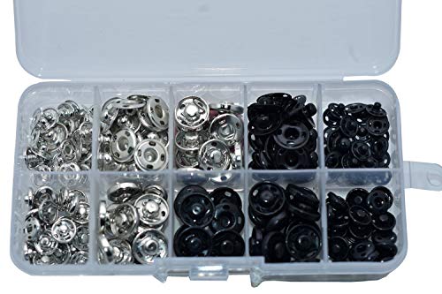 image for TommoT 100 Sets Sew-on Snap Buttons Metal Snaps Fasteners Press Studs 