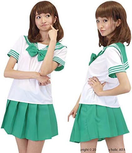 Amazon コスプレホリック セーラー服 コスプレ 半袖 ミニスカート リボン 6色 4サイズ 制服 Jk 女子高校生 ハロウィン 仮装 文化祭 女性 男性 小さいサイズ 大きいサイズ グリーン S コスプレ 仮装 通販