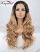 K'ryssma Ombre Blonde Lace Front Wigs Dark Roots Brown to Blonde Ombre Synthetic Wigs For Women Natural Looking Long Wavy Wig Heat Resistant 24 inch