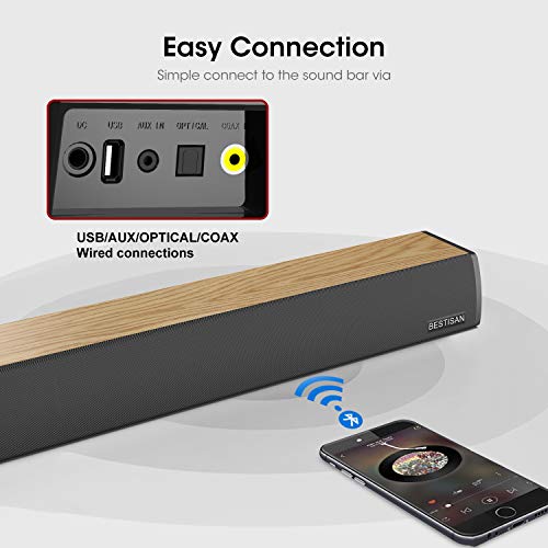 Soundbar Bestisan Bluetooth TV Sound Bar 60W 24Inch with 3 Equalizer