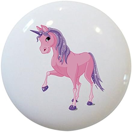 1842 Pink & Purple Unicorn Ceramic Cabinet Drawer Knob