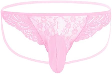 Hat11 Fashion New Mens Lingerie Lace Floral Open Butt Jockstrap Bikini Briefs Underwear with Bulge Pouch Gay