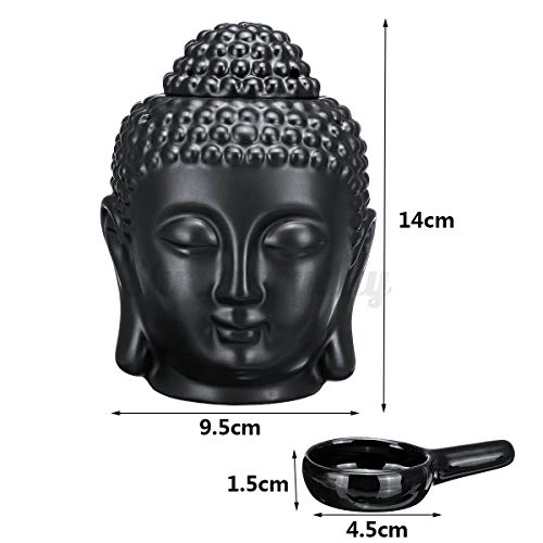 Ruilasago-Buddha-Head-Candle-Oil-Burner-Ceramic-Translucent-Statue-Hollow-Essential-Oil-Burner-Aromatherapy-Diffuser-Furnace-Tealight-Candle-Holders-for-Yoga-Meditation-Room-Home-Decor-2Black