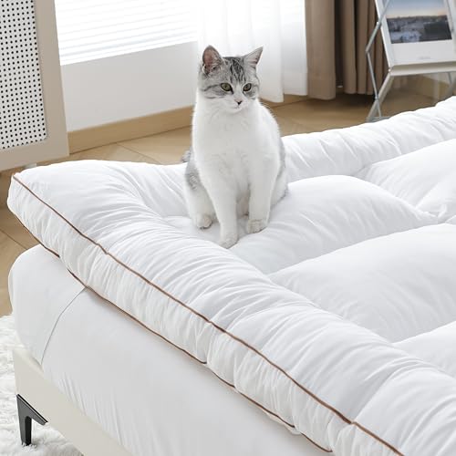 WhatsBedding 3 Inch Memory Foam Mattress Topper Queen Size, Supportive Fluffy Shredded Memory Foam Filled Pillow Top, Extra Soft Bed Topper, 60x80 in, 1700 GSM Fill